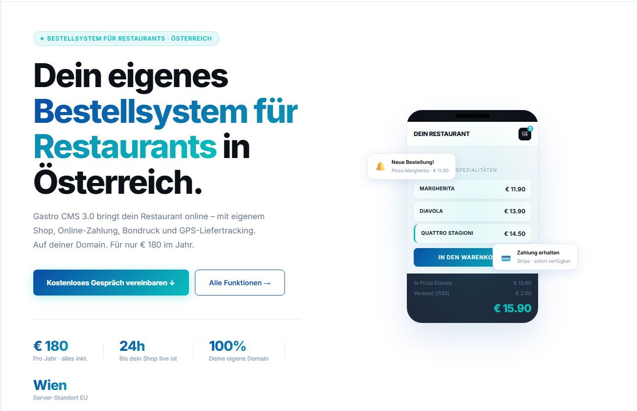 Gastro CMS 3.0 Projektansicht